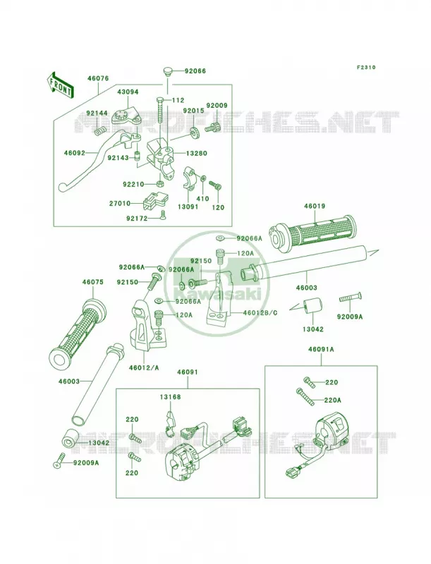 Handlebar Kawasaki MOTOS 500 2007 Ninja 500R  EX500D7F