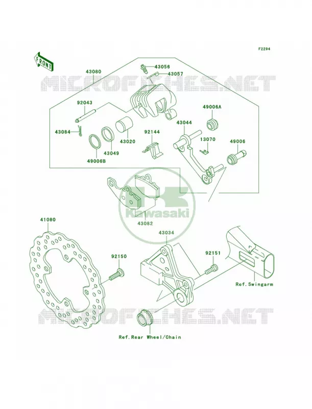 Rear Brake Kawasaki MOTOS 650 2007 Ninja 650R  EX650A7F