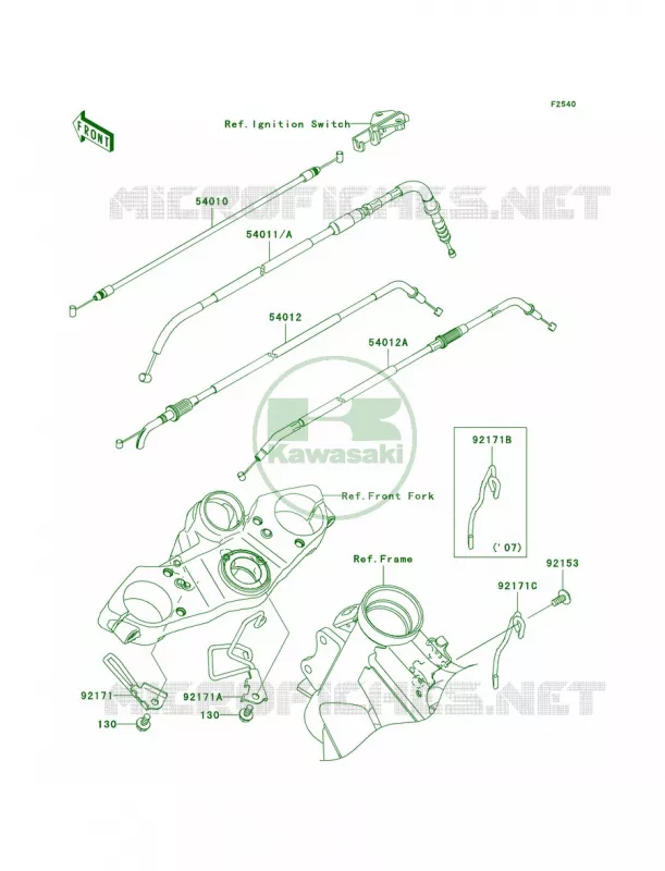 Cables Kawasaki MOTOS 650 2007 Versys   KLE650A7F