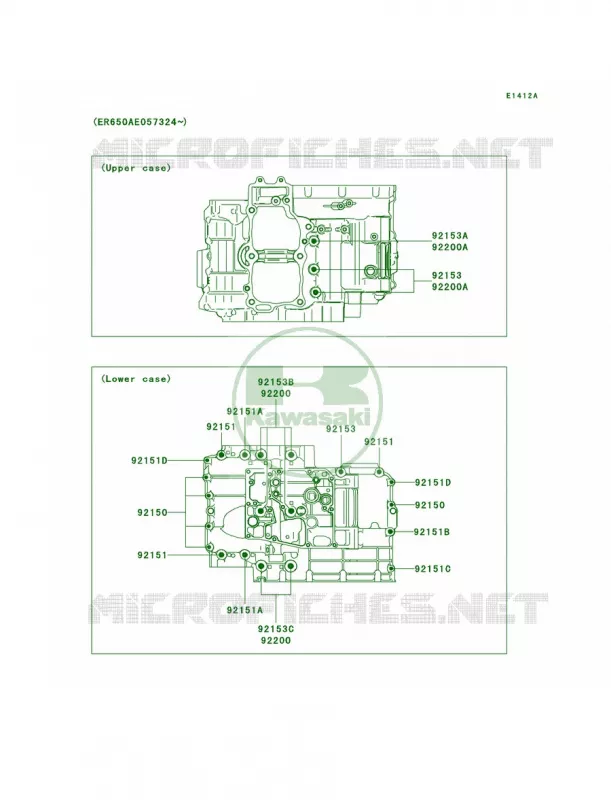 Crankcase Bolt Pattern Kawasaki MOTOS 650 2007 Versys   KLE650A7F
