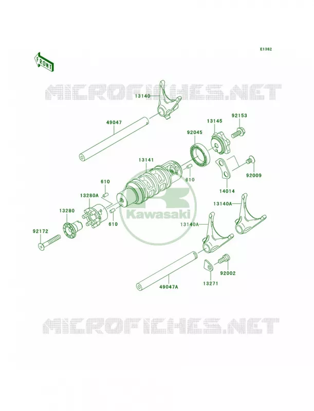 Gear Change DrumShift Forks Kawasaki MOTOS 650 2007 Versys   KLE650A7F
