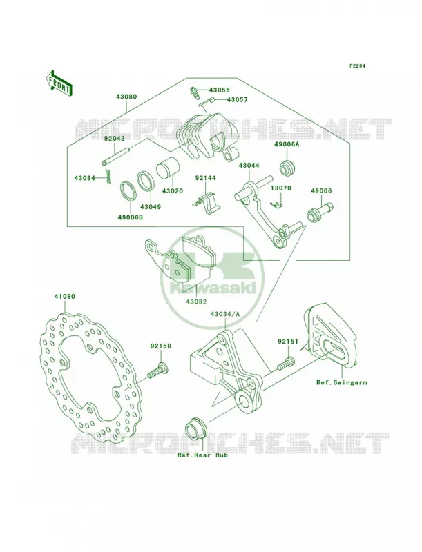 Rear Brake Kawasaki MOTOS 650 2007 Versys   KLE650A7F