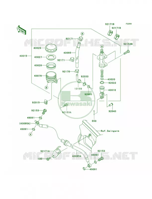 Rear Master Cylinder Kawasaki MOTOS 650 2007 Versys   KLE650A7F