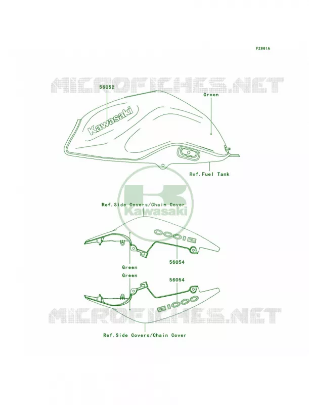 DecalsGreenB8FCN Kawasaki MOTOS 1000 2007 Z1000  ZR1000B7F
