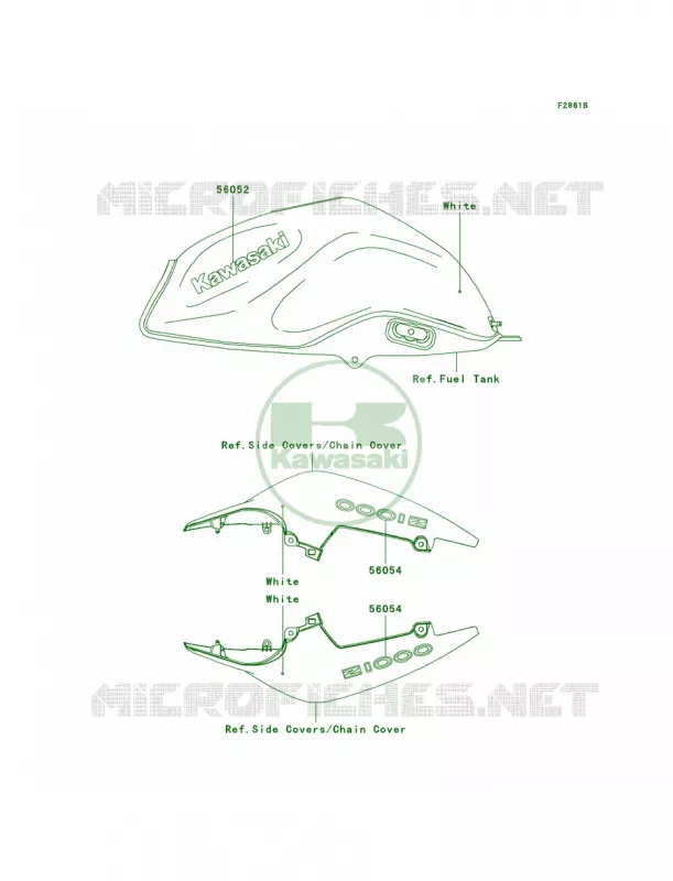 DecalsWhiteB8FCAUS Kawasaki MOTOS 1000 2007 Z1000  ZR1000B7F