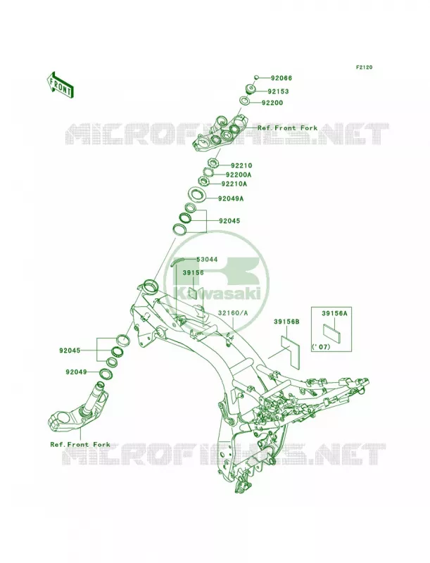 Frame Kawasaki MOTOS 1000 2007 Z1000  ZR1000B7F