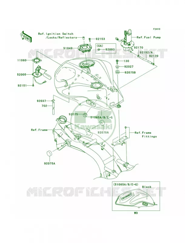Fuel Tank Kawasaki MOTOS 1000 2007 Z1000  ZR1000B7F