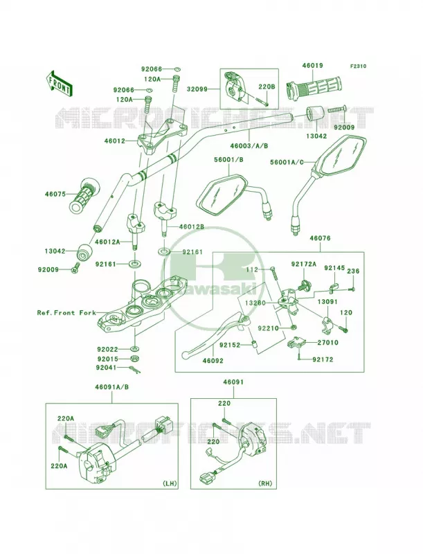 Handlebar Kawasaki MOTOS 1000 2007 Z1000  ZR1000B7F