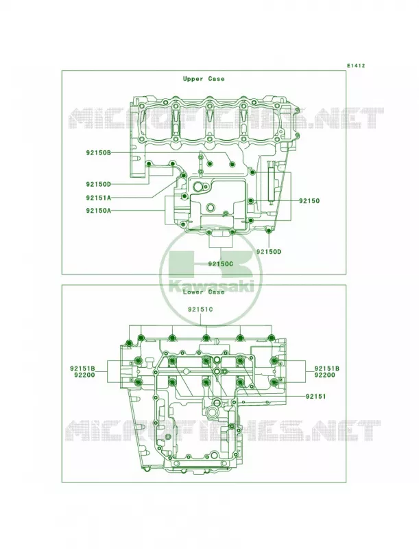 Crankcase Bolt Pattern Kawasaki MOTOS 750 2007 Z750   ZR750L7F