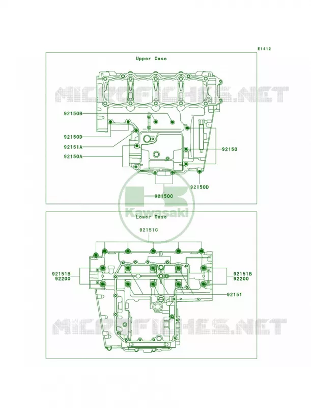 Crankcase Bolt Pattern Kawasaki MOTOS 750 2007 Z750   ZR750L7F