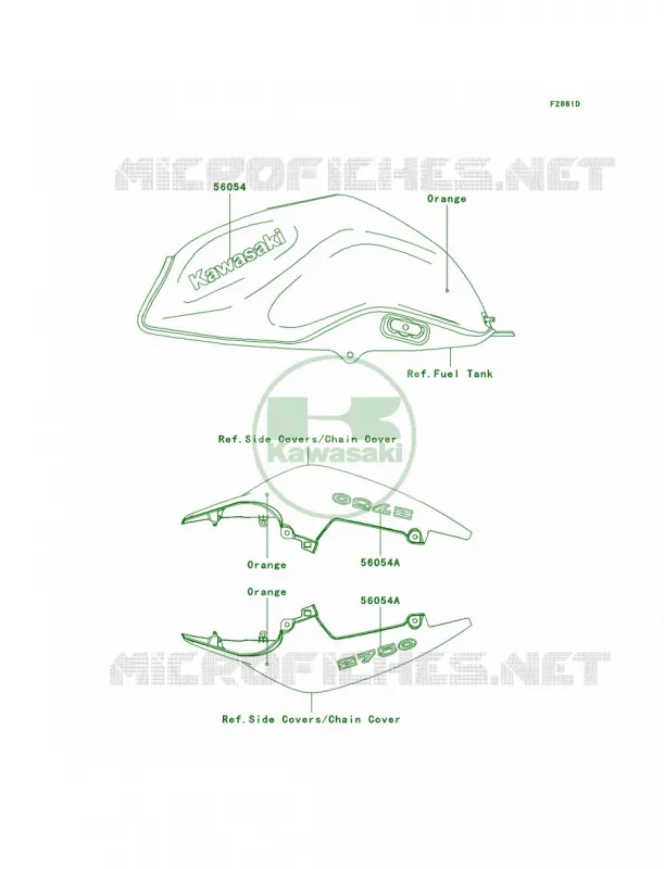 DecalsOrangeL8F Kawasaki MOTOS 750 2007 Z750   ZR750L7F
