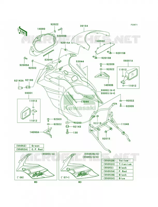 Cowling Kawasaki MOTOS 500 2006 Ninja 500R  EX500D6F