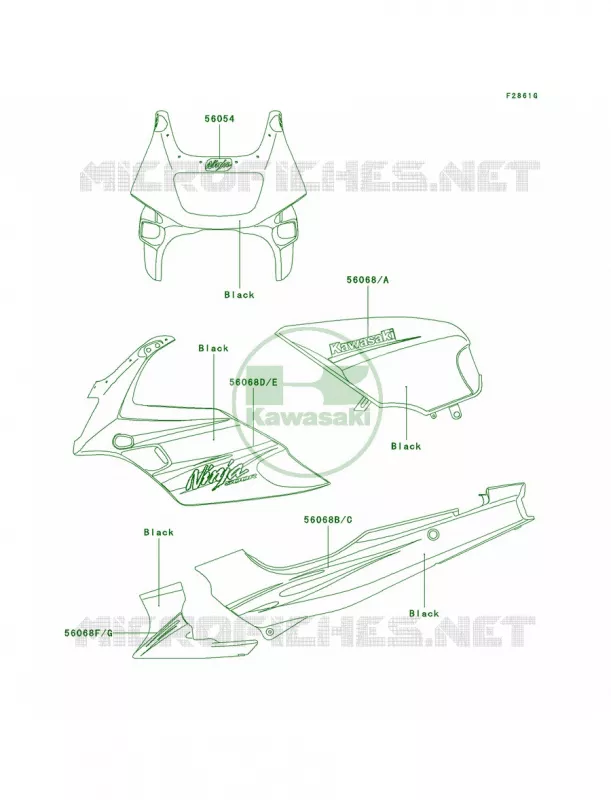 DecalsBlackD9F Kawasaki MOTOS 500 2006 Ninja 500R  EX500D6F