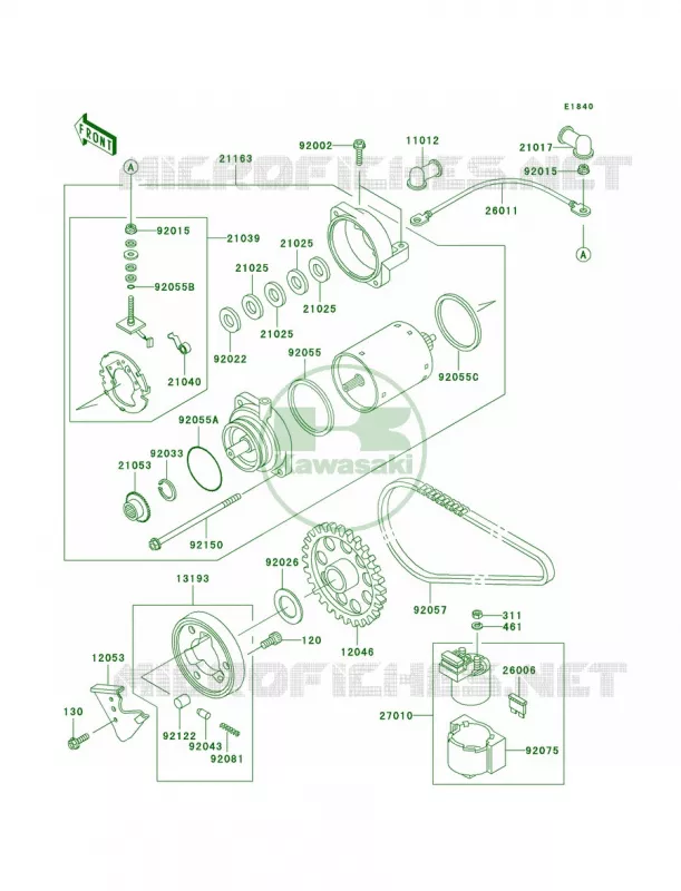 Starter Motor Kawasaki MOTOS 500 2006 Ninja 500R  EX500D6F