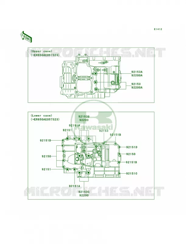 Crankcase Bolt Pattern Kawasaki MOTOS 650 2006 Ninja 650R  EX650A6F