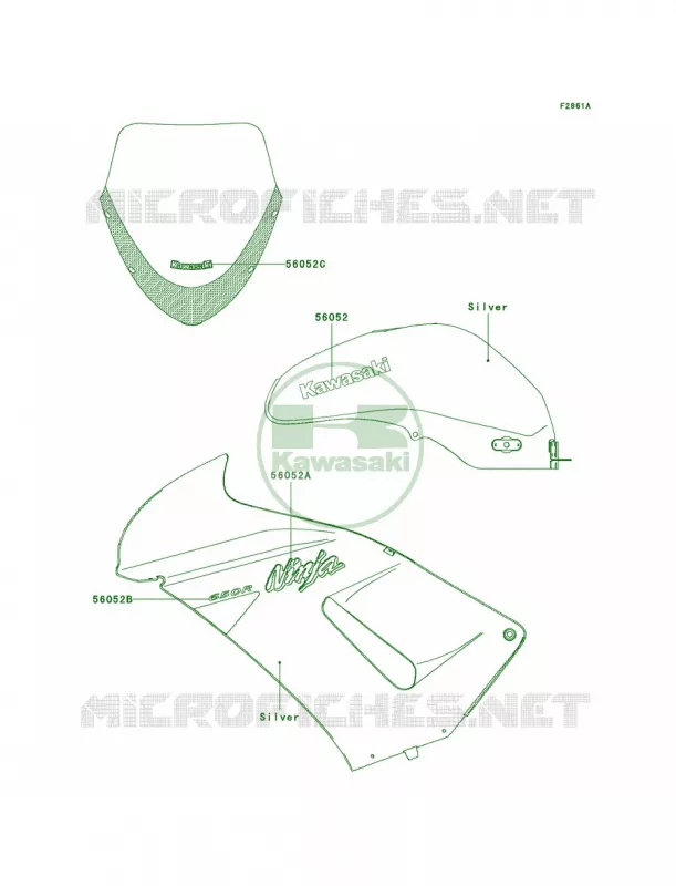 DecalsSilverA6F Kawasaki MOTOS 650 2006 Ninja 650R  EX650A6F