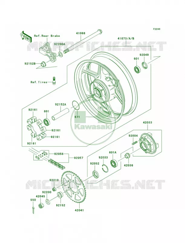 Rear WheelChain Kawasaki MOTOS 650 2006 Ninja 650R  EX650A6F