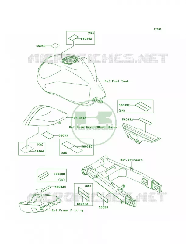 Labels Kawasaki MOTOS 1000 2006 Z1000  ZR1000A6F