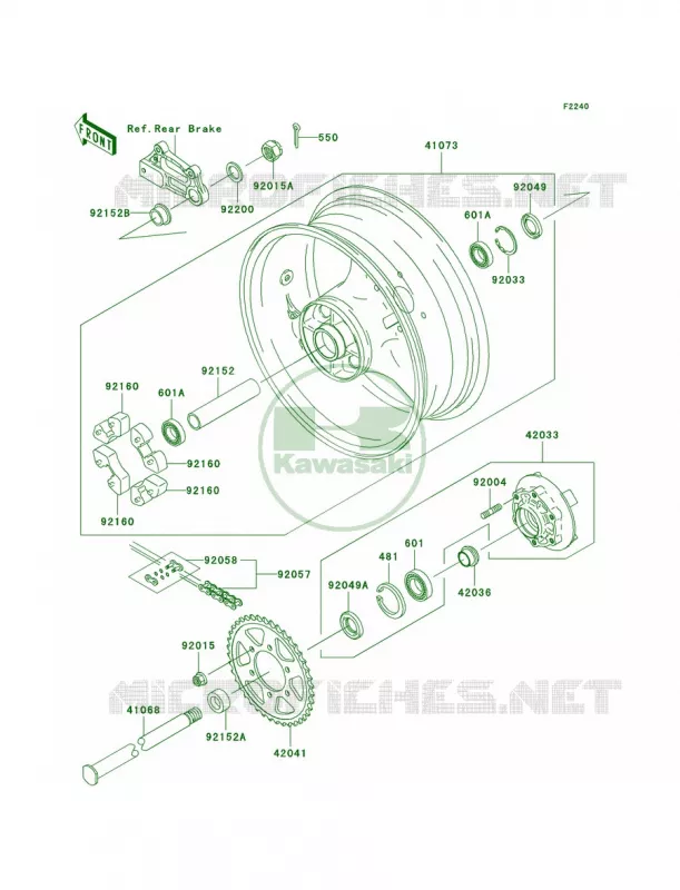 Rear Hub Kawasaki MOTOS 1000 2006 Z1000  ZR1000A6F