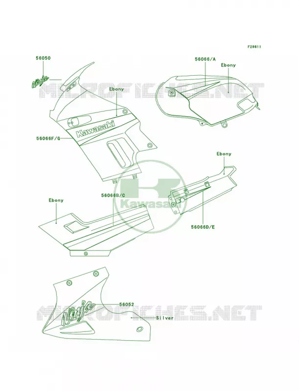 DecalsEbonyF19 Kawasaki MOTOS 250 2005 Ninja 250R  EX250-F19