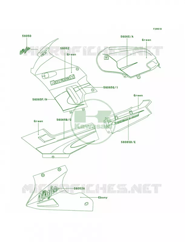 DecalsGreenF16 Kawasaki MOTOS 250 2005 Ninja 250R  EX250-F19