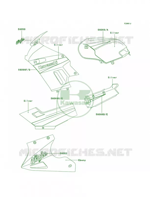 DecalsSilverF19 Kawasaki MOTOS 250 2005 Ninja 250R  EX250-F19