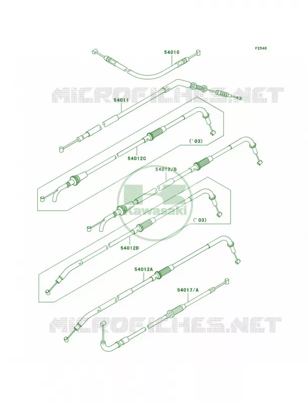 Cables Kawasaki MOTOS 1000 2005 Z1000  ZR1000-A3