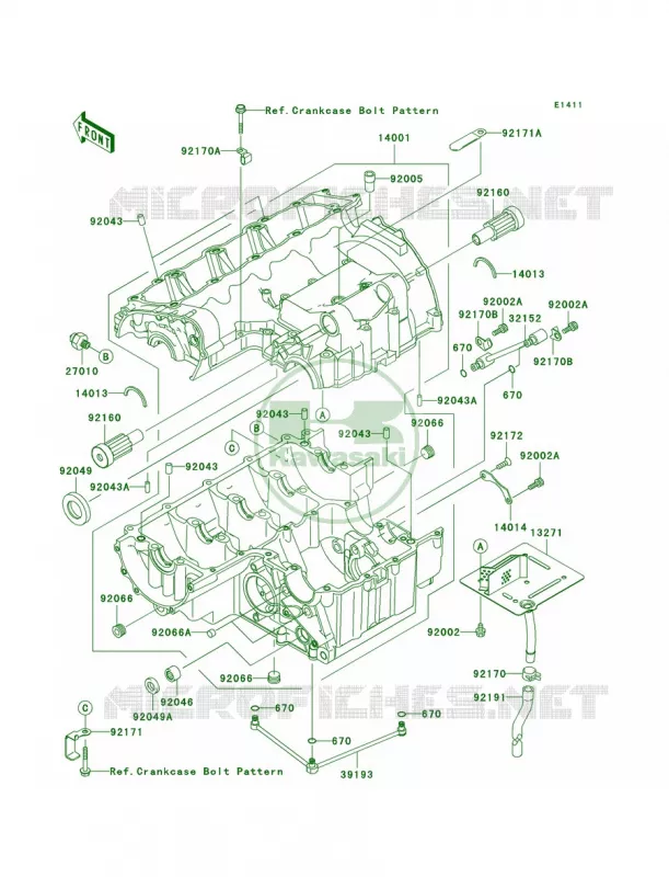 Crankcase Kawasaki MOTOS 1000 2005 Z1000   ZR1000-A3H