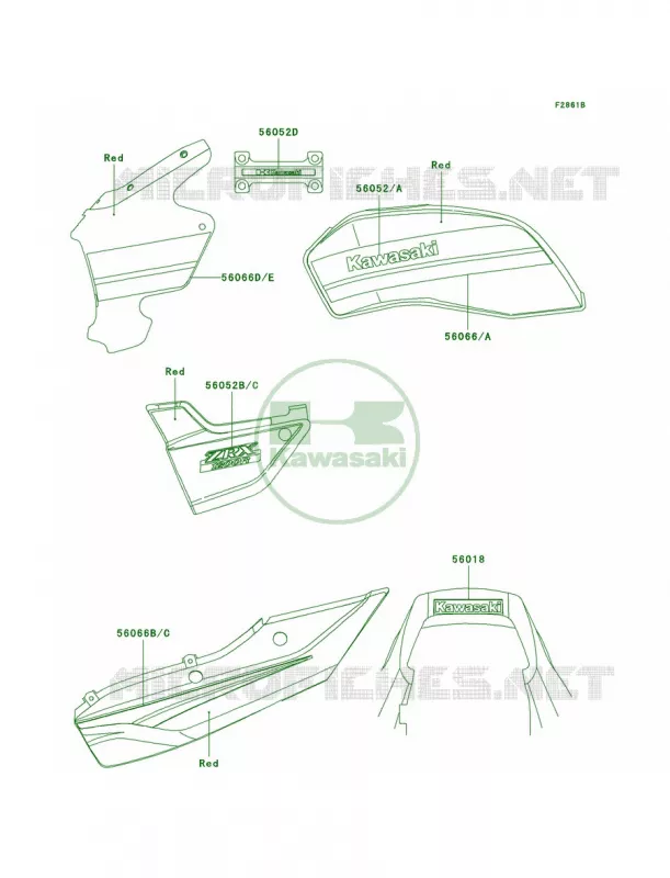 DecalsRedA4 Kawasaki MOTOS 1200 2005 ZRX1200R  ZR1200-A5