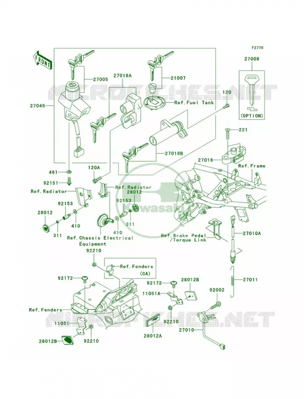 Ignition SwitchLocksReflectors Kawasaki MOTOS 1200 2005 ZRX1200R  ZR1200-A5