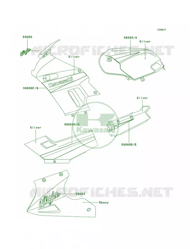 DecalsSilverF18 Kawasaki MOTOS 250 2004 Ninja 250R  EX250-F18