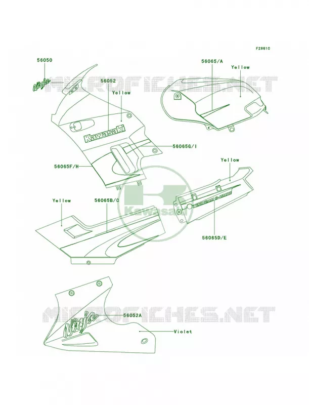 DecalsYellowF16F17 Kawasaki MOTOS 250 2004 Ninja 250R  EX250-F18