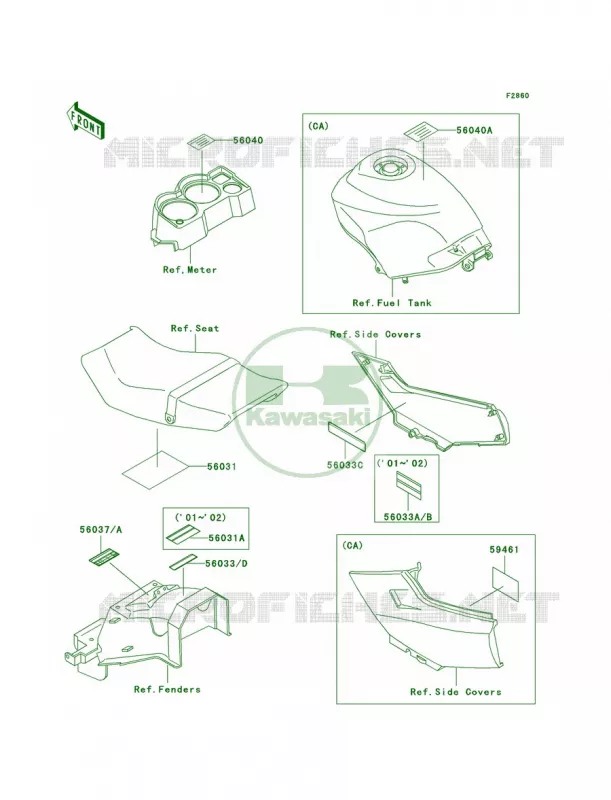 Labels Kawasaki MOTOS 250 2004 Ninja 250R  EX250-F18