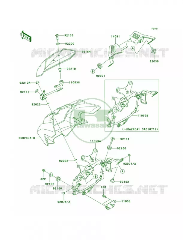 CowlingA1A2 Kawasaki MOTOS 1000 2004 Z1000  ZR1000-A2