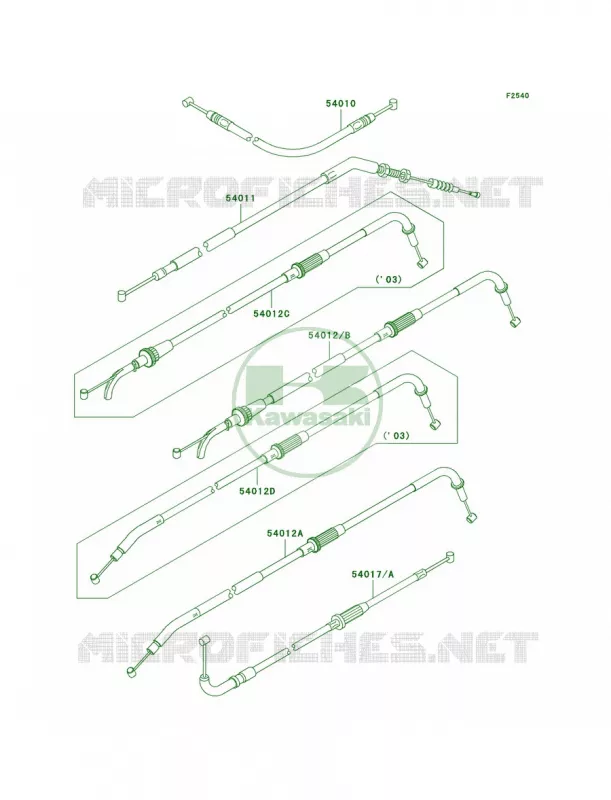 Cables Kawasaki MOTOS 1000 2004 Z1000   ZR1000-A2H