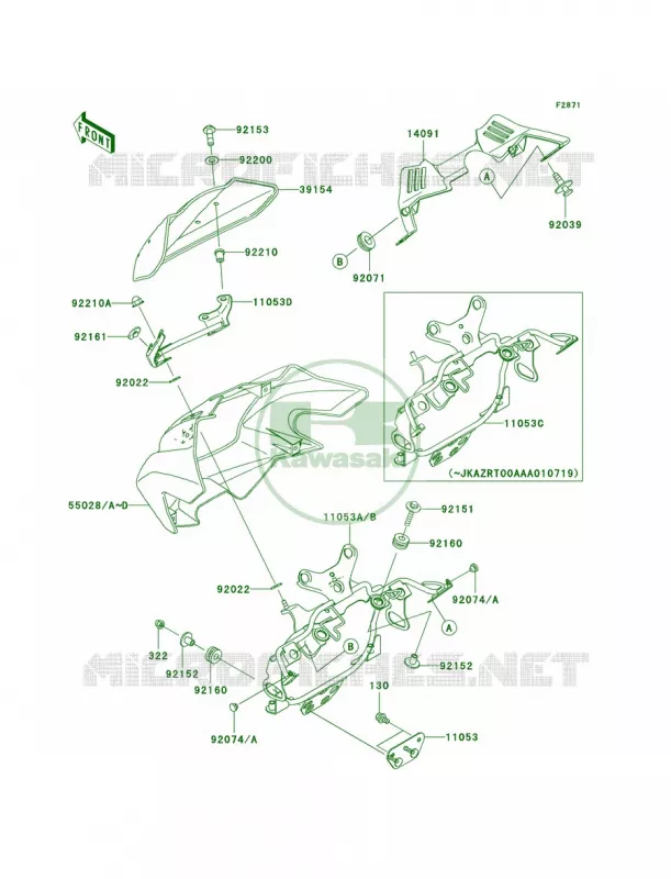CowlingA1HA2H Kawasaki MOTOS 1000 2004 Z1000   ZR1000-A2H