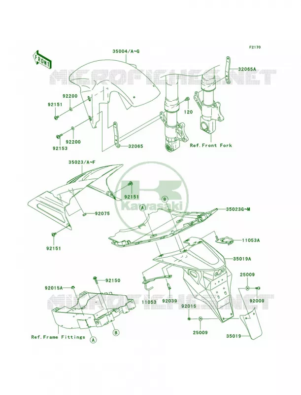 Fenders Kawasaki MOTOS 1000 2004 Z1000   ZR1000-A2H