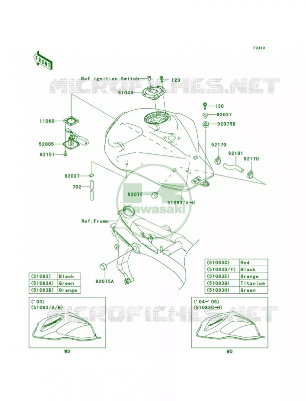 Fuel Tank Kawasaki MOTOS 1000 2004 Z1000   ZR1000-A2H