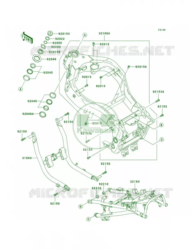 FrameC1C2 Kawasaki MOTOS 1200 2004 ZZR1200  ZX1200-C3