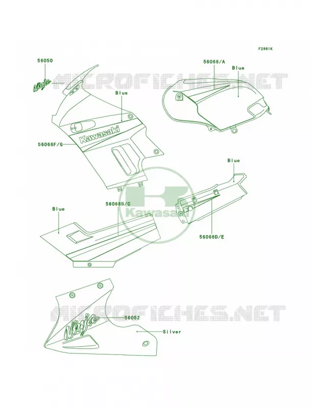 DecalsBlueF19 Kawasaki MOTOS 250 2003 Ninja 250R  EX250-F17