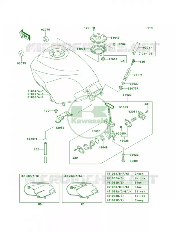 Fuel Tank44 Kawasaki MOTOS 250 2003 Ninja 250R  EX250-F17