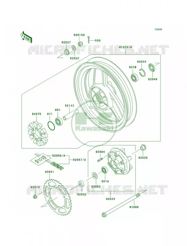 Rear WheelChain Kawasaki MOTOS 500 2003 Ninja 500R  EX500-D10