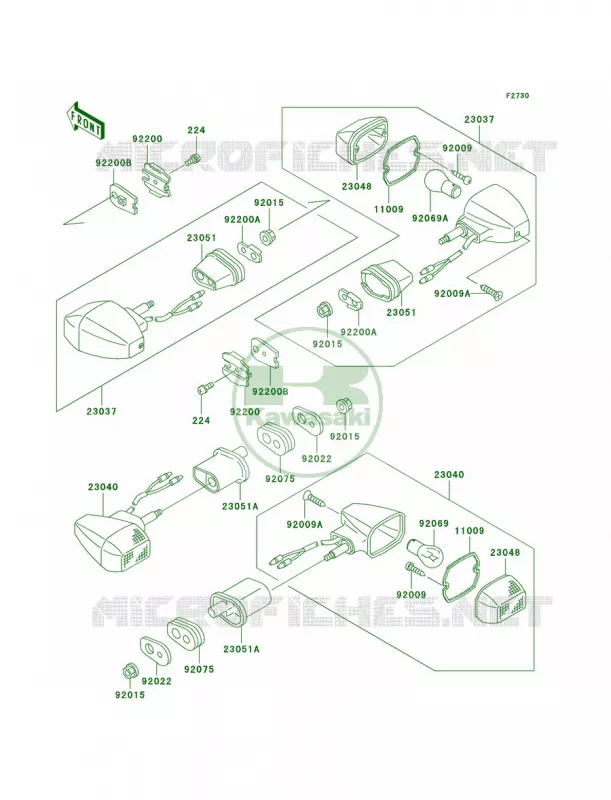 Turn Signals Kawasaki MOTOS 500 2003 Ninja 500R  EX500-D10