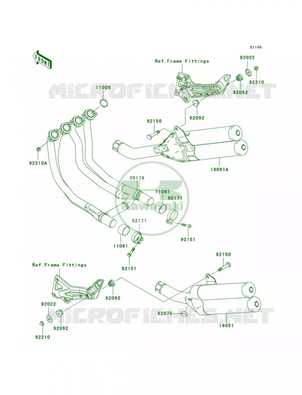 Mufflers Kawasaki MOTOS 1000 2003 Z1000  ZR1000-A1