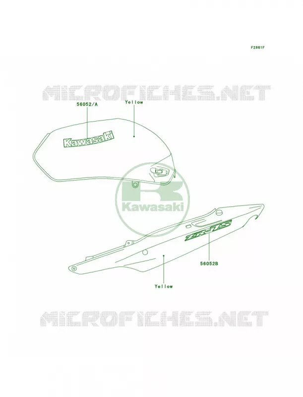 DecalsYellowH3 Kawasaki MOTOS 750 2003 ZR-7S  ZR750-H3