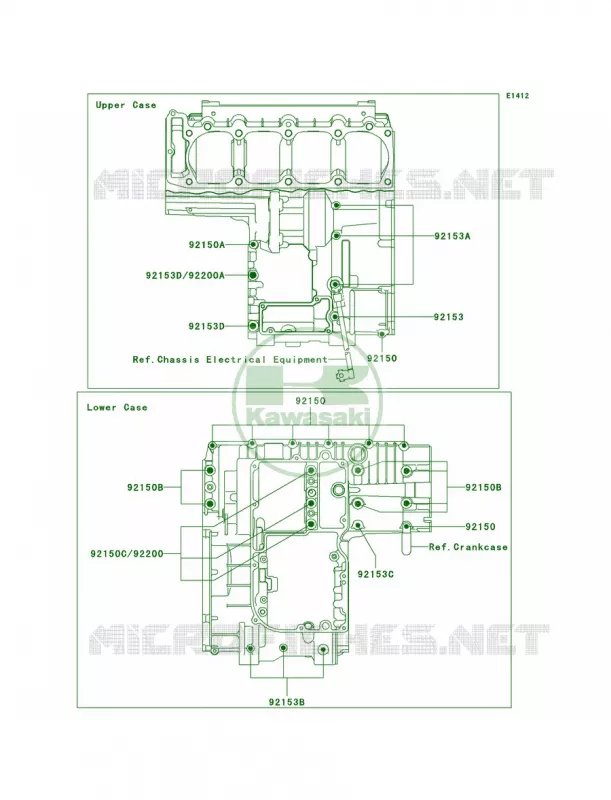 Crankcase Bolt Pattern Kawasaki MOTOS 1200 2003 ZZR1200  ZX1200-C2