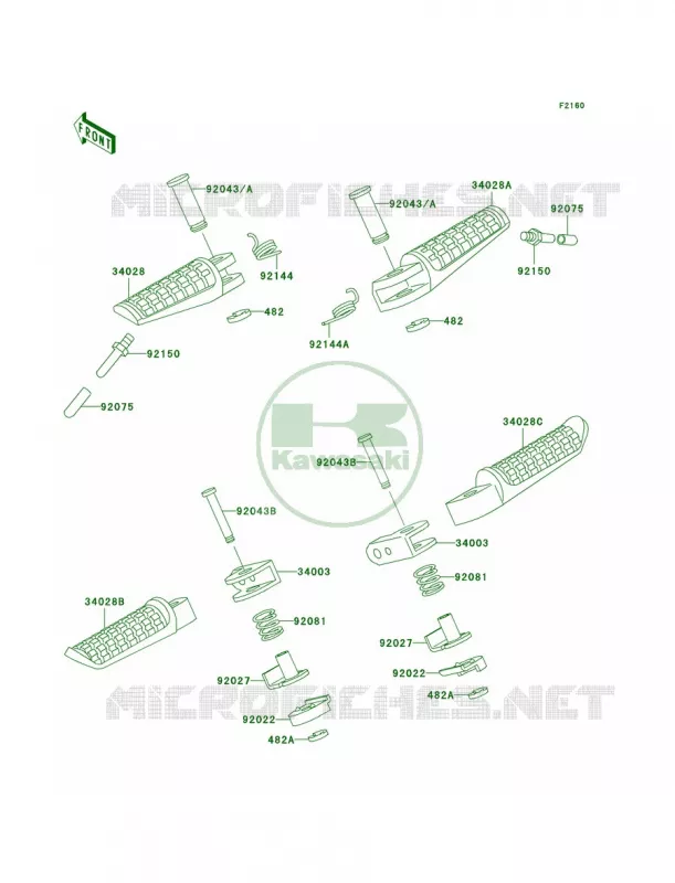 Footrests Kawasaki MOTOS 250 2002 Ninja 250R  EX250-F16
