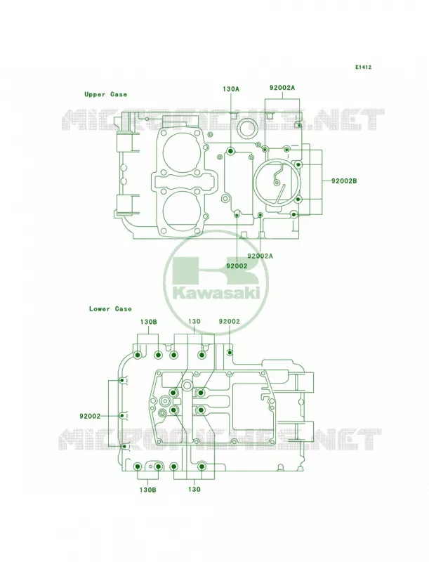Crankcase Bolt Pattern Kawasaki MOTOS 500 2002 Ninja 500R  EX500-D9