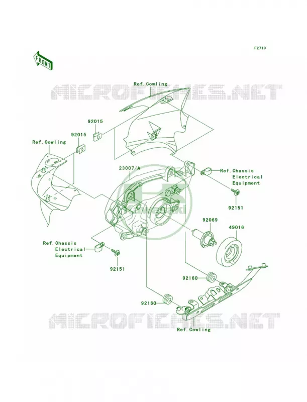 Headlights Kawasaki MOTOS 750 2002 ZR-7S  ZR750-H2