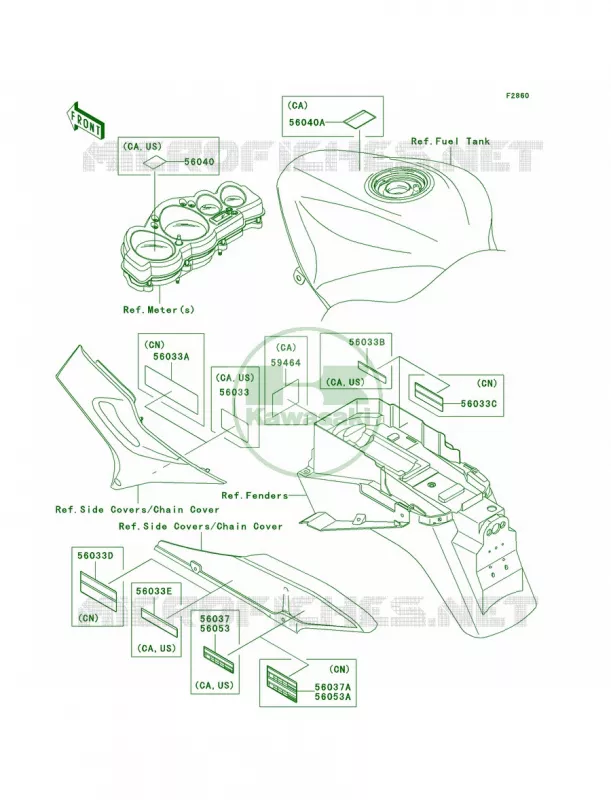Labels Kawasaki MOTOS 1200 2002 ZZR1200  ZX1200-C1
